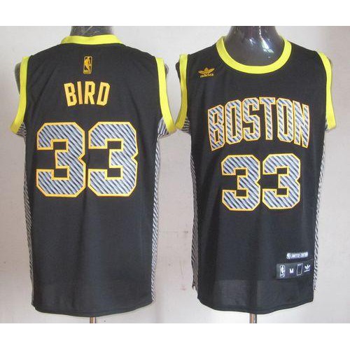 Boston Celtics #33 Larry Bird Black Electricity Fashion Stitched Jersey Mens