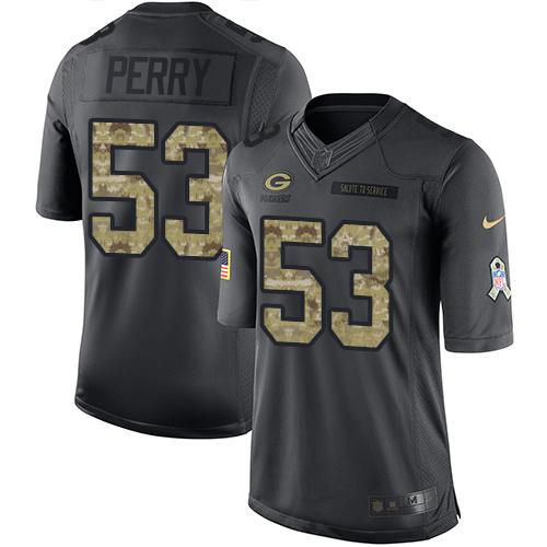 Green Bay Packers #53 Nick Perry Black Men's Stitched Limited 2016 Salute To Service Jersey Men's