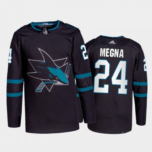 Adidas San Jose Sharks #24 Jaycob Megna Men's 2021-22 Alternate Authentic Jersey - Black Men's