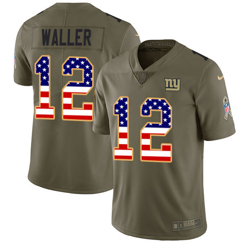 Giants #12 Darren Waller Olive/USA Flag Men's Stitched Limited 2017 Salute To Service Jersey