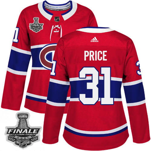 Adidas Montreal Canadiens #31 Carey Price Red Home Authentic Women's 2021 Stanley Cup Final Patch Jersey Womens