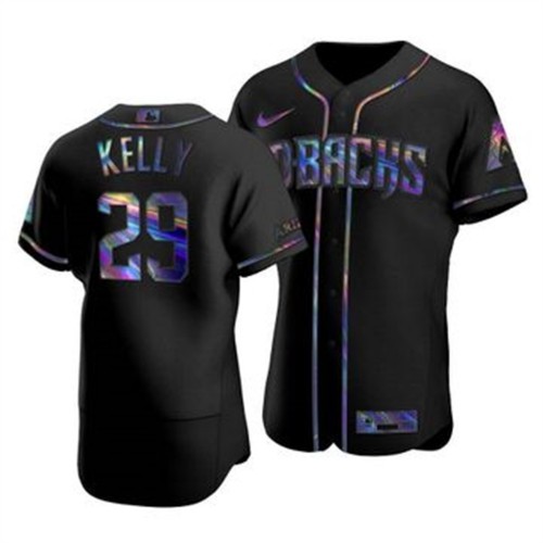 Arizona Arizona Diamondbacks #29 Merrill Kelly Men's Iridescent Holographic Collection Jersey - Black Men's