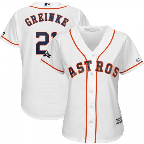Houston Houston Astros #21 Zack Greinke Majestic Women's 2019 Postseason Official Cool Base Player Jersey White Womens