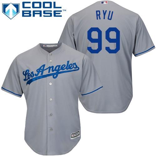 Los Angeles Dodgers #99 Hyun-Jin Ryu Grey Cool Base Stitched Youth Jersey Youth