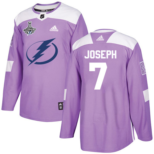 Adidas Tampa Bay Lightning #7 Mathieu Joseph Purple Authentic Fights Cancer Youth 2020 Stanley Cup Champions Stitched Jersey Youth