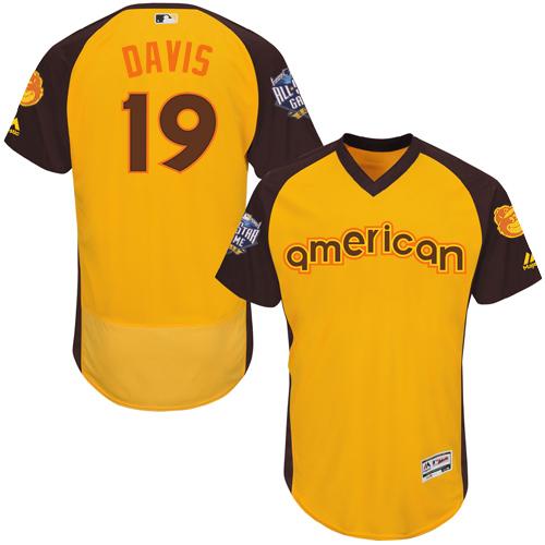 Baltimore Orioles #19 Chris Davis Gold Flexbase Authentic Collection 2016 All-Star American League Stitched Jersey Men's
