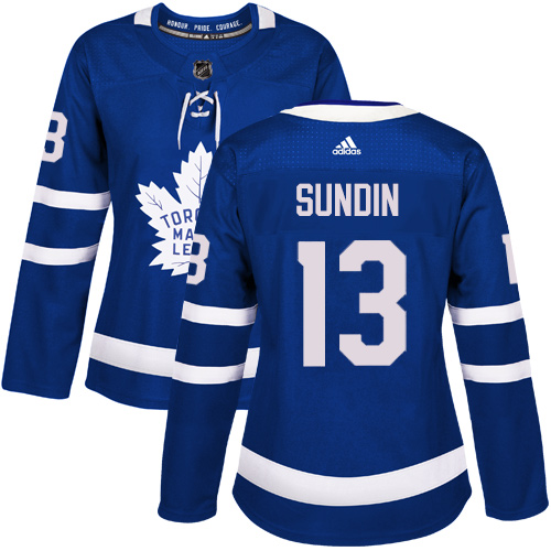 Adidas Maple Toronto Maple Leafs #13 Mats Sundin Blue Home Authentic Women's Stitched Jersey Womens