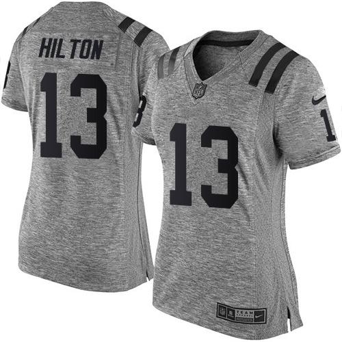 Colts #13 T.Y. Hilton Gray Women's Stitched Limited Gridiron Gray Jersey