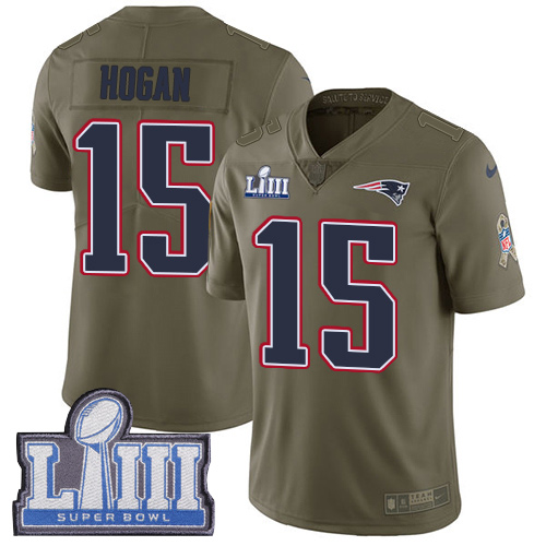 New England Patriots #15 Chris Hogan Olive Super Bowl LIII Bound Men's Stitched Limited 2017 Salute To Service Jersey Men's