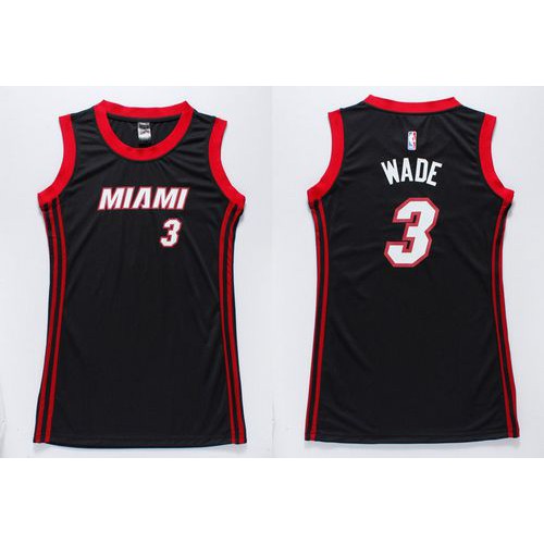 Miami Heat #3 Dwyane Wade Black Dress Womens Stitched Jersey Womens
