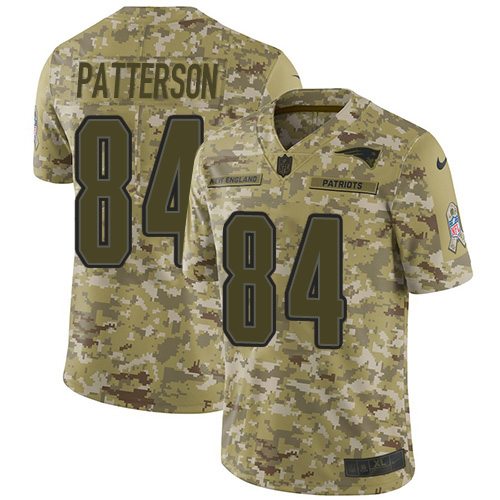 New England Patriots #84 Cordarrelle Patterson Camo Men's Stitched Limited 2018 Salute To Service Jersey Men's