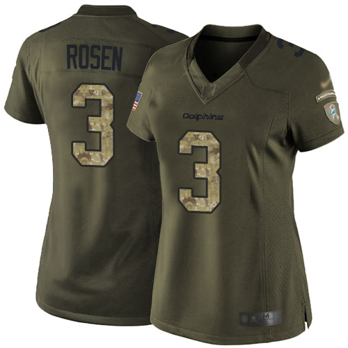 Miami Dolphins #3 Josh Rosen Green Women's Stitched Limited 2015 Salute to Service Jersey Womens