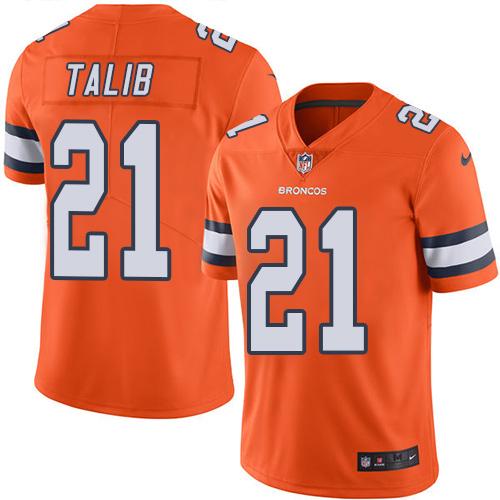 Denver Broncos #21 Aqib Talib Orange Men's Stitched Limited Rush Jersey Men's