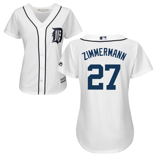 Detroit Tigers #27 Jordan Zimmermann White Home Women's Stitched Jersey Womens