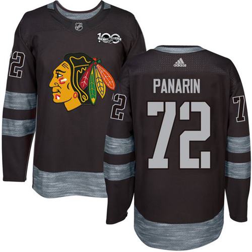 Adidas Chicago Blackhawks #72 Artemi Panarin Black 1917-2017 100th Anniversary Stitched Jersey Men's