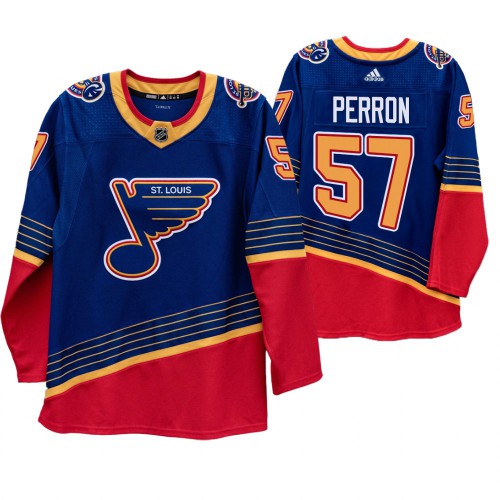 St. Louis St. Louis Blues #57 David Perron 90s Vintage 2019-20 Authentic Royal Jersey Men's