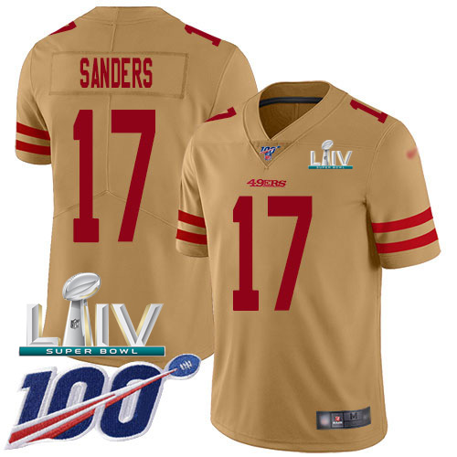 San Francisco 49ers #17 Emmanuel Sanders Gold Super Bowl LIV 2020 Men's Stitched Limited Inverted Legend 100th Season Jersey Men's