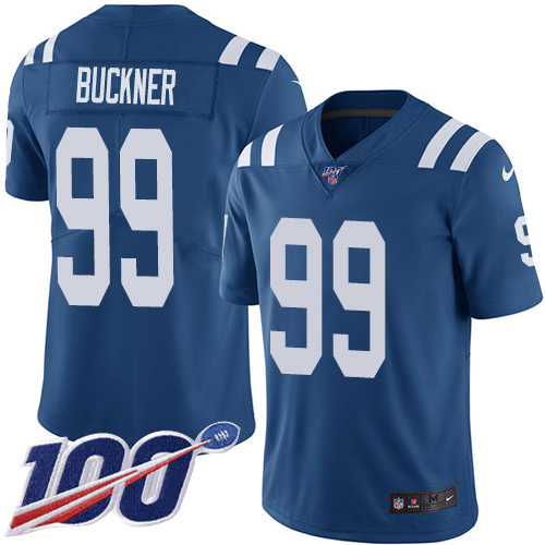 Indianapolis Colts #99 DeForest Buckner Royal Blue Team Color Youth Stitched 100th Season Vapor Untouchable Limited Jersey Youth
