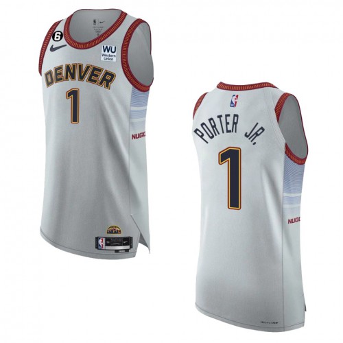 Denver Denver Nuggets #1 Michael Porter Jr. Silver 2022-23 Authentic Jersey - City Edition Mens