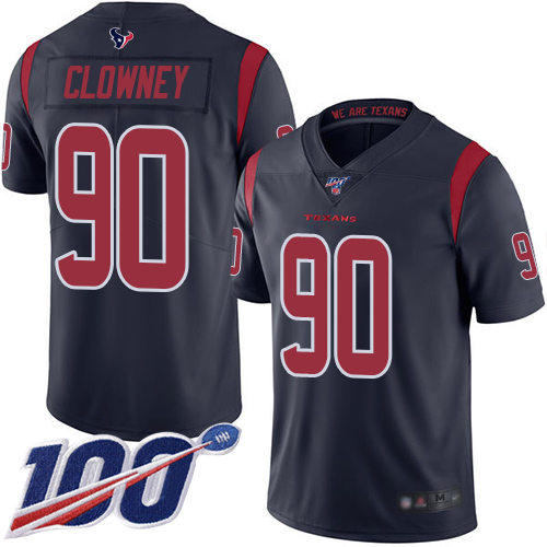 Houston Texans #90 Jadeveon Clowney Navy Blue Youth Stitched Limited Rush 100th Season Jersey Youth