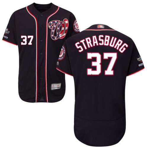 Washington Nationals #37 Stephen Strasburg Navy Blue Flexbase Authentic Collection 2019 World Series Champions Stitched Jersey Men's