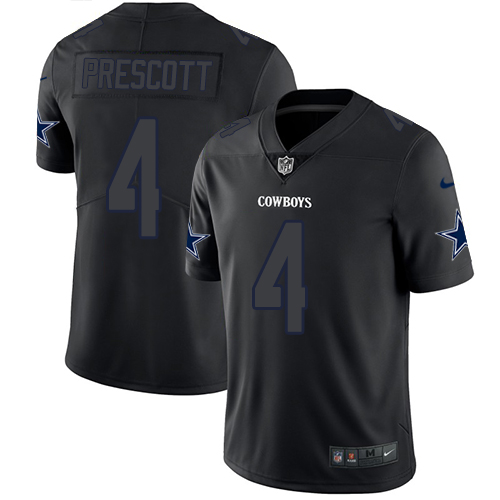 Cowboys #4 Dak Prescott Black Men's Stitched Limited Rush Impact Jersey