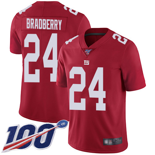 New York Giants #24 James Bradberry Red Youth Stitched Limited Inverted Legend 100th Season Jersey Youth