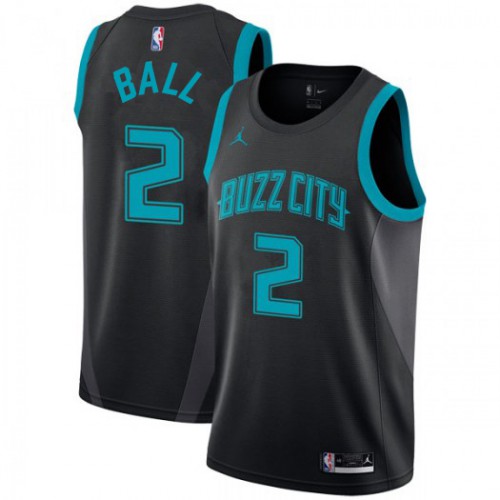 Charlotte Hornets #2 LaMelo Ball Black Jordan Swingman City Edition 2018/19 Jersey Mens