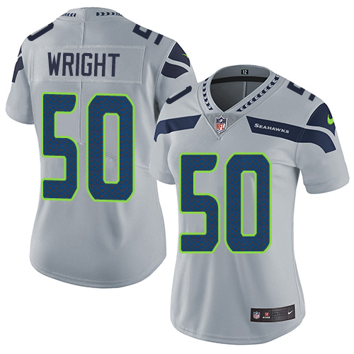 Seattle Seahawks #50 K.J. Wright Grey Alternate Women's Stitched Vapor Untouchable Limited Jersey Womens