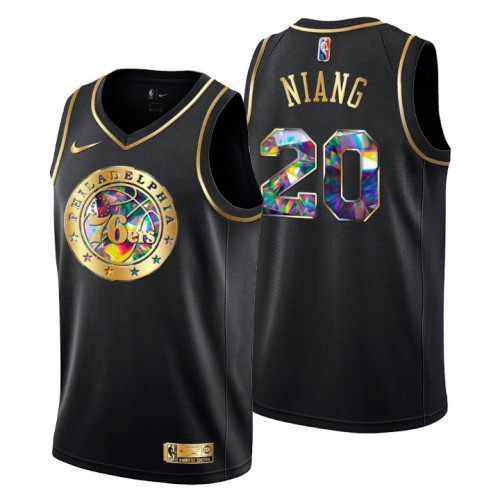 Philadelphia Philadelphia 76ers #20 Georges Niang Mens Golden Edition Diamond Logo 2021/22 Swingman Jersey - Black Mens