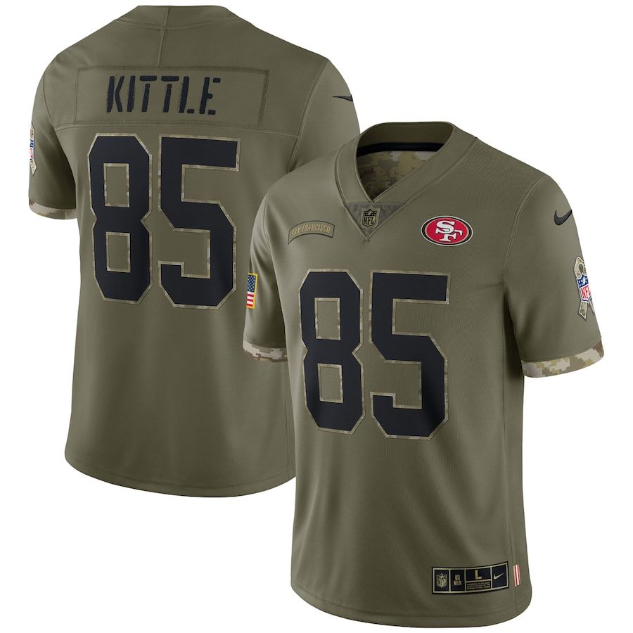 San Francisco 49ers #85 George Kittle Men's 2022 Salute To Service Limited Jersey - Olive