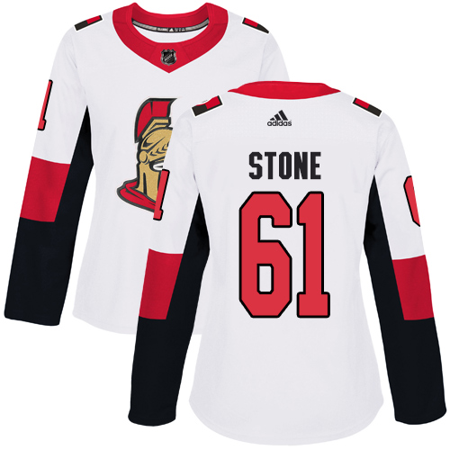 Adidas Ottawa Senators #61 Mark Stone White Road Authentic Women's Stitched Jersey Womens