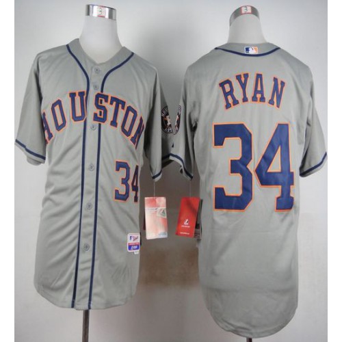 Houston Astros #34 Nolan Ryan Grey Cool Base Stitched Jersey Men's