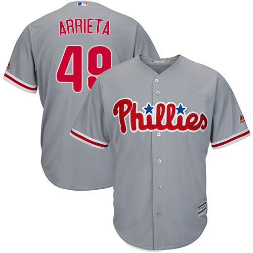 Philadelphia Phillies #49 Jake Arrieta Grey Cool Base Stitched Youth Jersey Youth