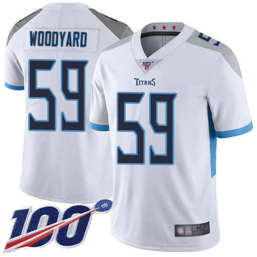 Tennessee Titans #59 Wesley Woodyard White Men's Stitched 100th Season Vapor Limited Jersey Men's