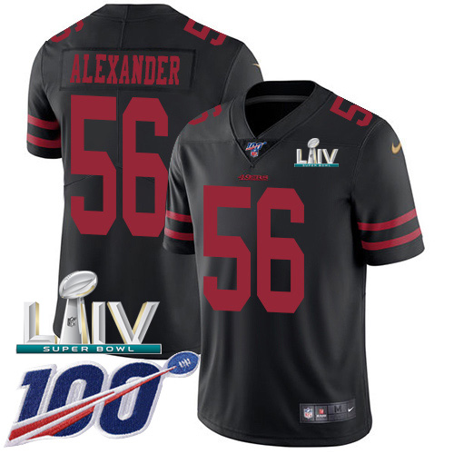 San Francisco 49ers #56 Kwon Alexander Black Super Bowl LIV 2020 Alternate Youth Stitched 100th Season Vapor Limited Jersey Youth