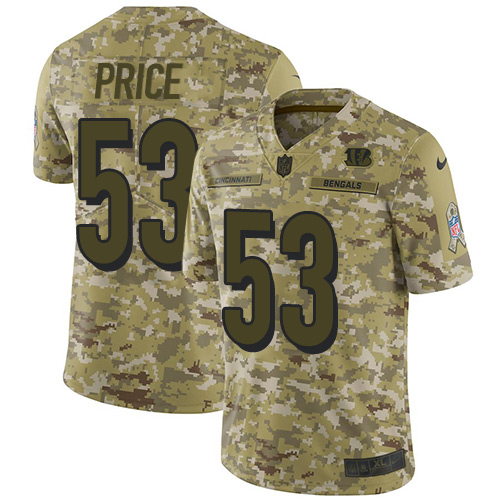 Cincinnati Bengals #53 Billy Price Camo Youth Stitched Limited 2018 Salute to Service Jersey Youth