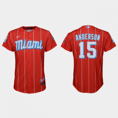 Miami Miami Marlins #15 Brian Anderson Youth 2021 City Connect Authentic Jersey Red Youth