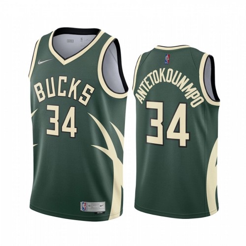 Milwaukee Milwaukee Bucks #34 Giannis Antetokounmpo Green Womens Swingman 2020-21 Earned Edition Jersey Womens
