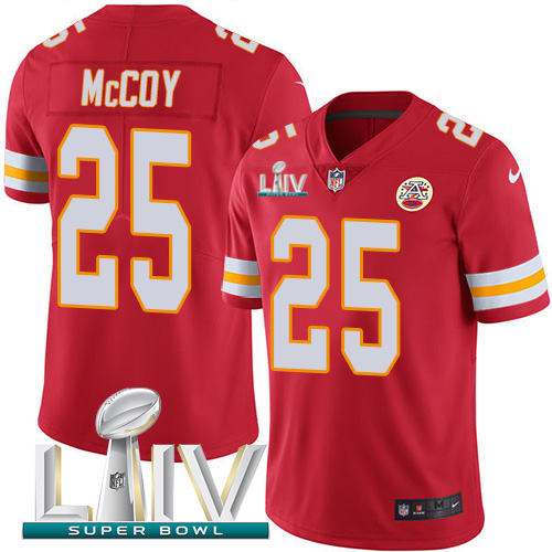 Kansas City Chiefs #25 LeSean McCoy Red Super Bowl LIV 2020 Team Color Youth Stitched Vapor Untouchable Limited Jersey Youth