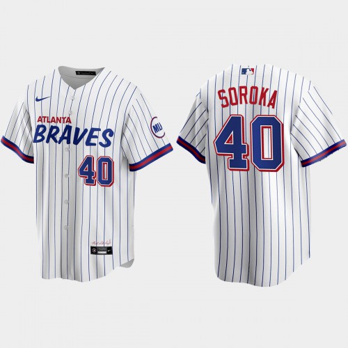Atlanta Atlanta Braves #40 Mike Soroka White Men's 2021 City Connect Replica Jersey Men's
