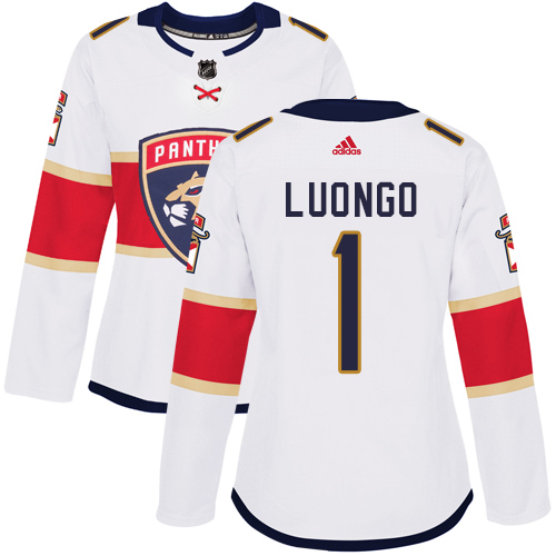Adidas Florida Panthers #1 Roberto Luongo White Road Authentic Women's Stitched Jersey Womens