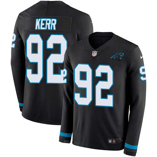 Carolina Panthers #92 Zach Kerr Black Team Color Men's Stitched Limited Therma Long Sleeve Jersey Men's
