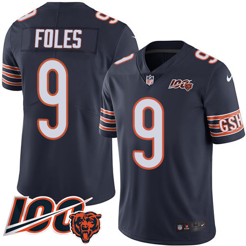 Chicago Bears #9 Nick Foles Navy Blue Team Color Men's Stitched 100th Season Vapor Untouchable Limited Jersey Men's