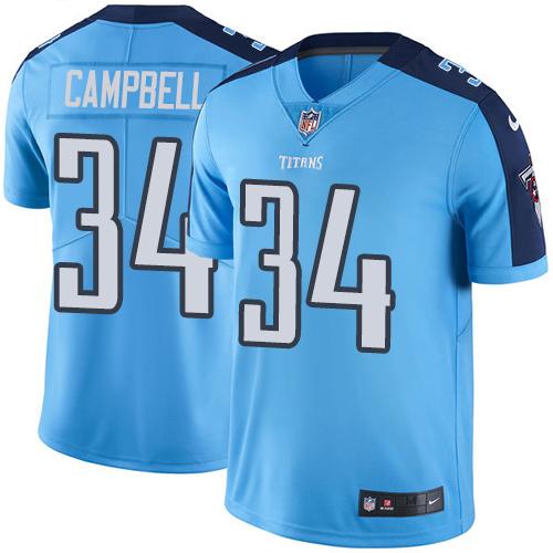 Tennessee Titans #34 Earl Campbell Light Blue Men's Stitched Limited Rush Jersey Men's