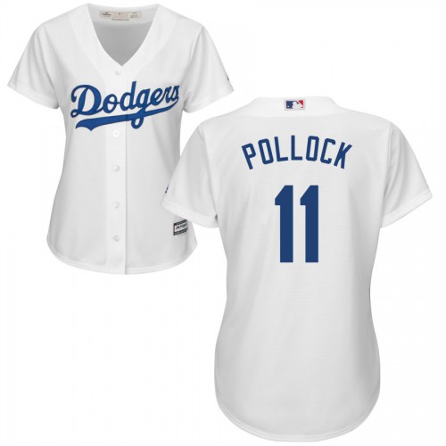 Los Angeles Dodgers #11 A.J. Pollock White Women's Cool Base Stitched Jersey Womens