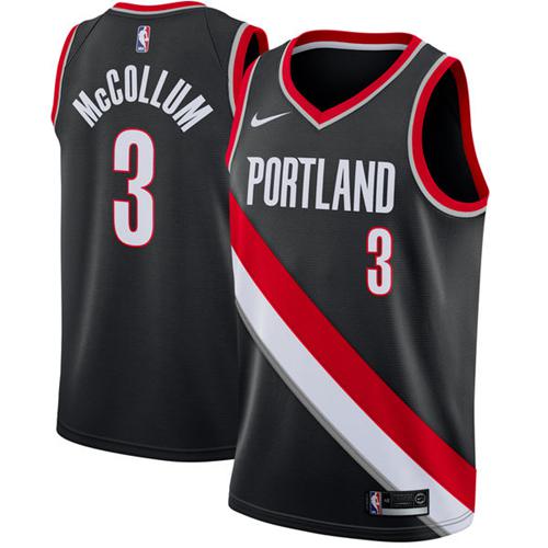 Portland Trail Blazers #3 C.J. McCollum Black Swingman Icon Edition Jersey Mens
