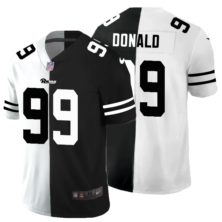 Los Angeles Rams #99 Aaron Donald Men's Black V White Peace Split Vapor Untouchable Limited Jersey