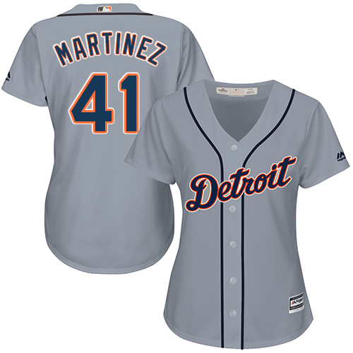 Detroit Tigers #41 Victor Martinez Grey Road Women's Stitched Jersey Womens