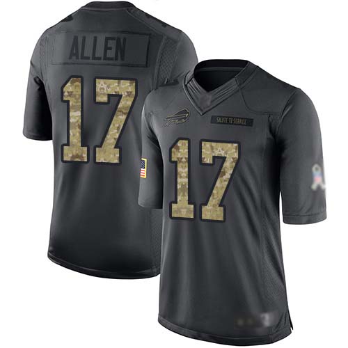 Bills #17 Josh Allen Black Youth Stitched Limited 2016 Salute To Service Jersey